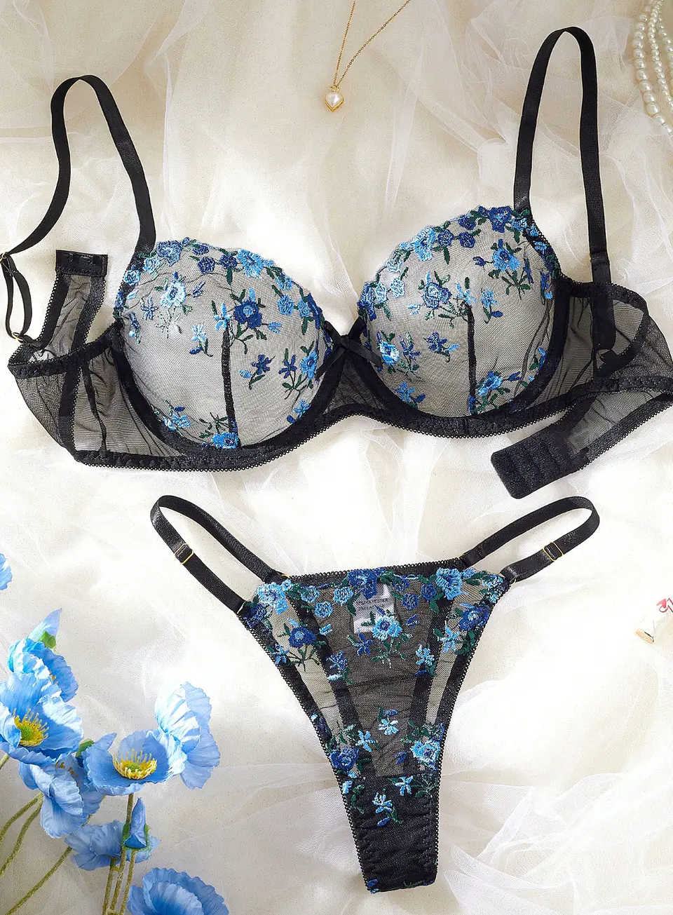 CONJUNTO FLORAL AZUL 2