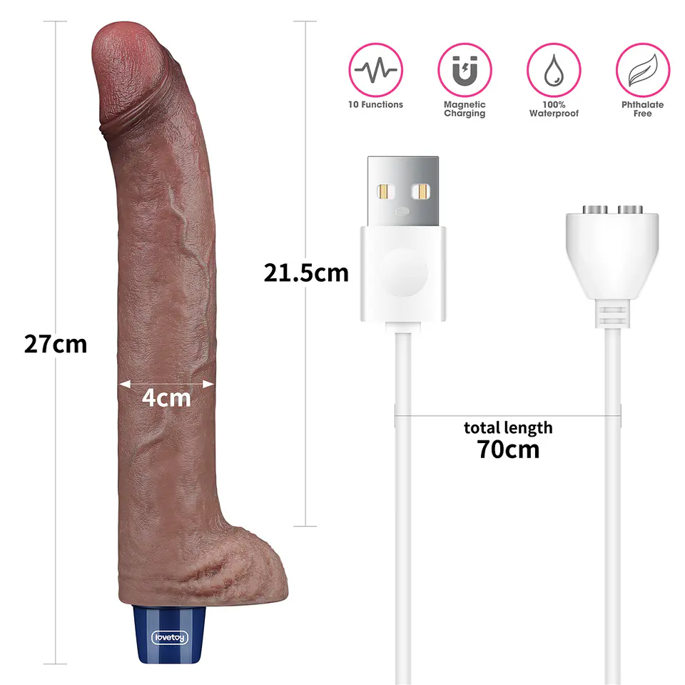 Vibrador Realista Lovetoy con testículos Real Softee USB  2