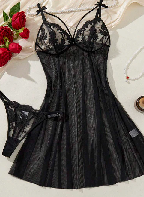 BABY DOLL ENCAJES NEGRO