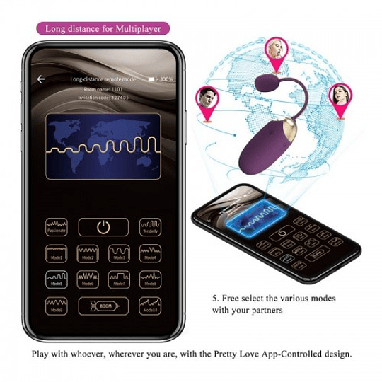 Abner Huevo Vibrador con APP - Morado /  BLUETOOTH
