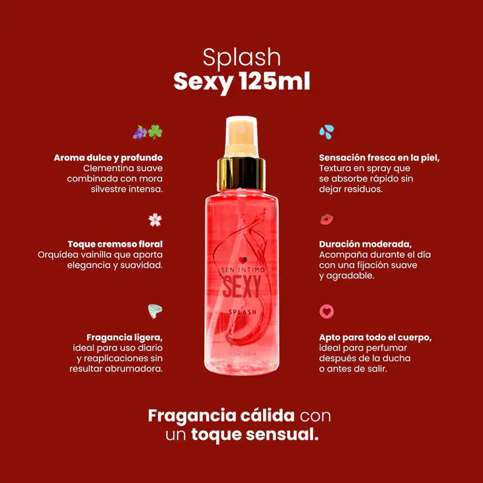 Splash con Feromonas Sexy con notas de mora silvestre 125ml 2