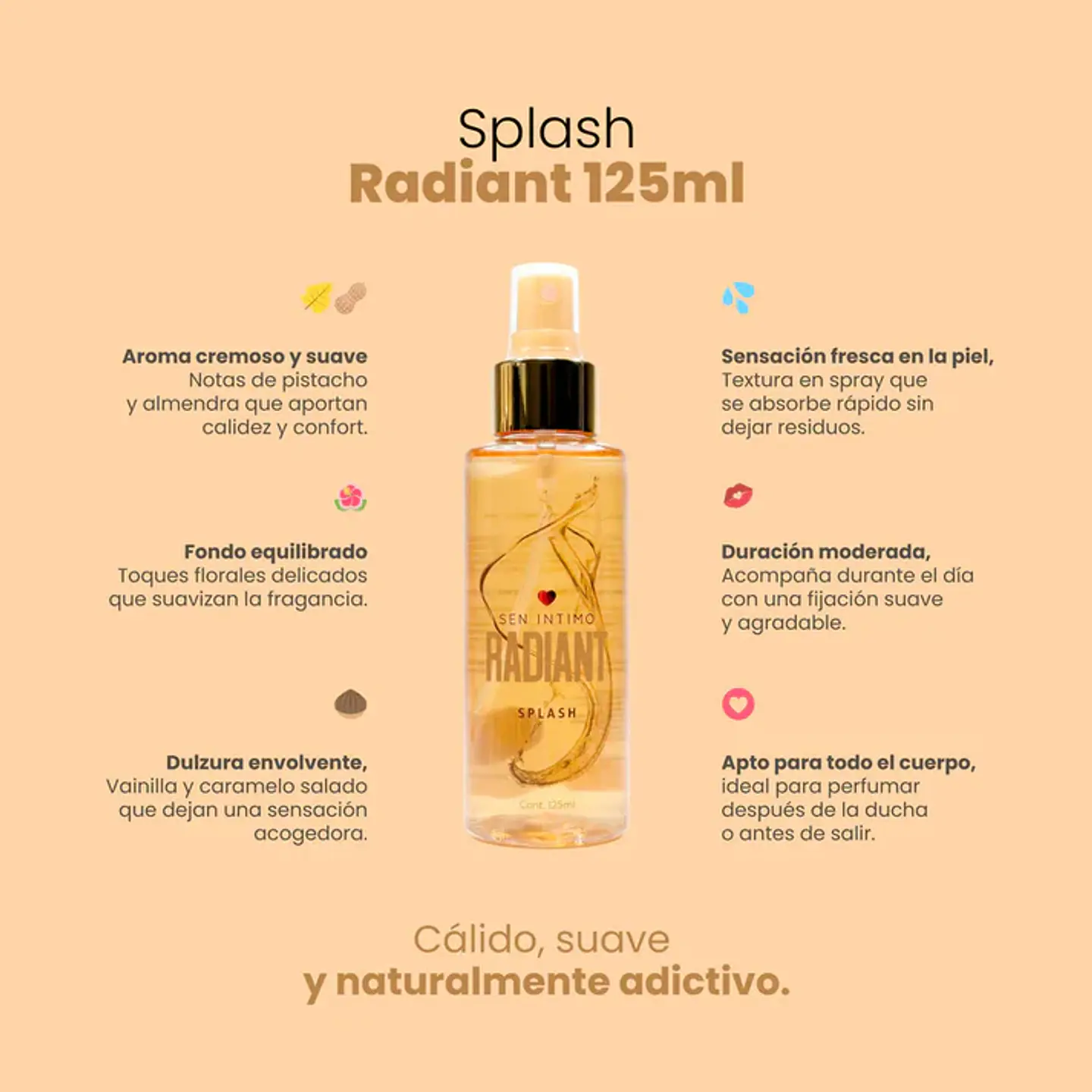 Splash con Pheromonas Radiant con notas de Pistacho 125ml 2