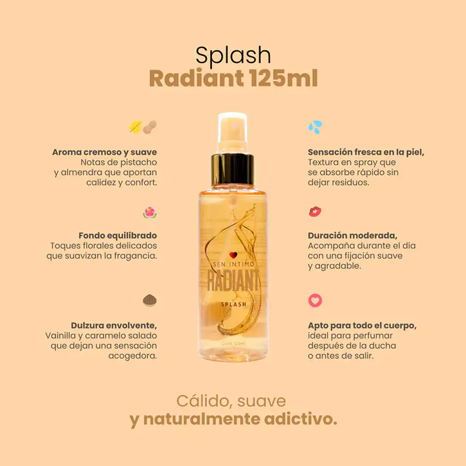 Splash con Pheromonas Radiant con notas de Pistacho 125ml 2