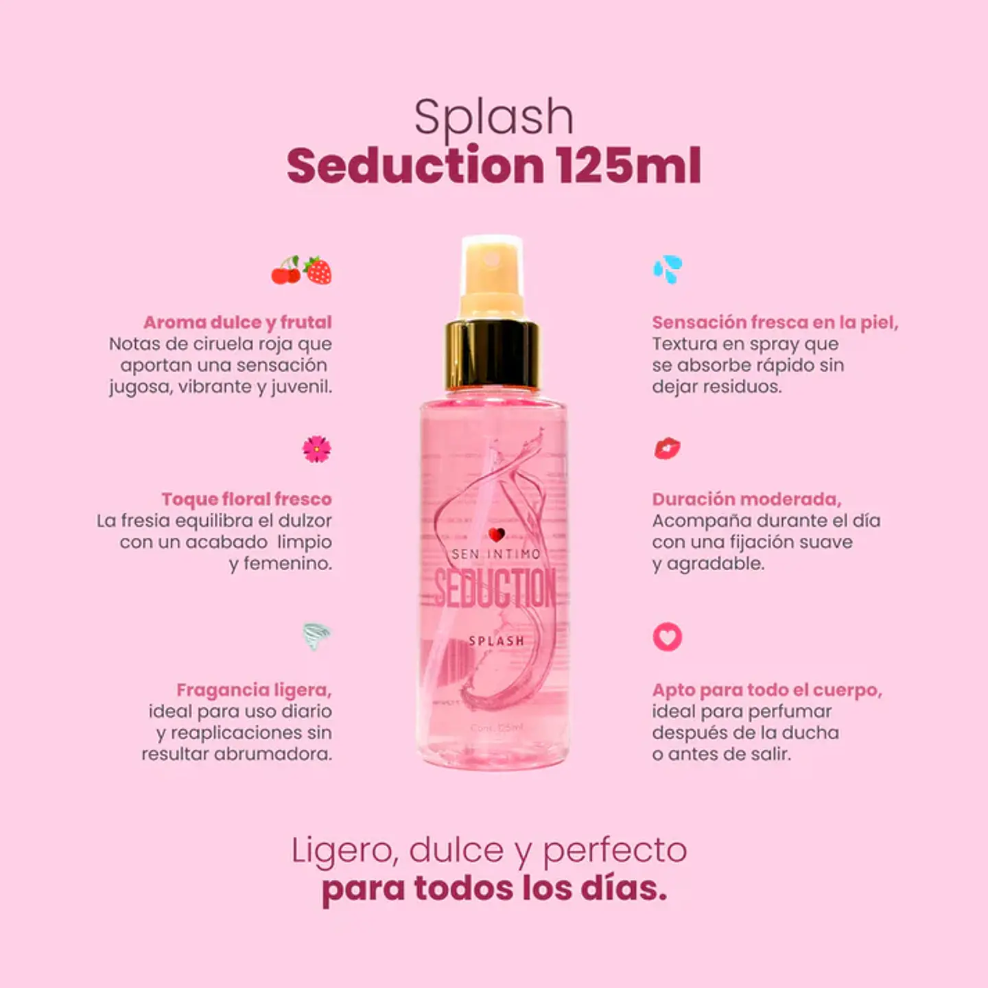 Splash con Feromonas Seduction con notas dulces de ciruela 125ml 2