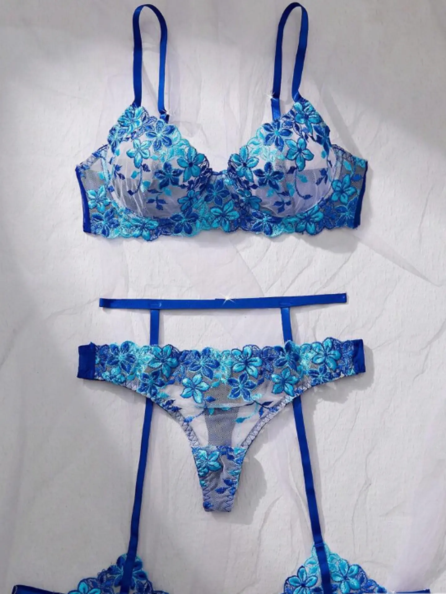 Conjunto Portaligas Floral Azul 1