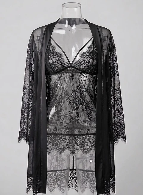 Baby doll negro con bata