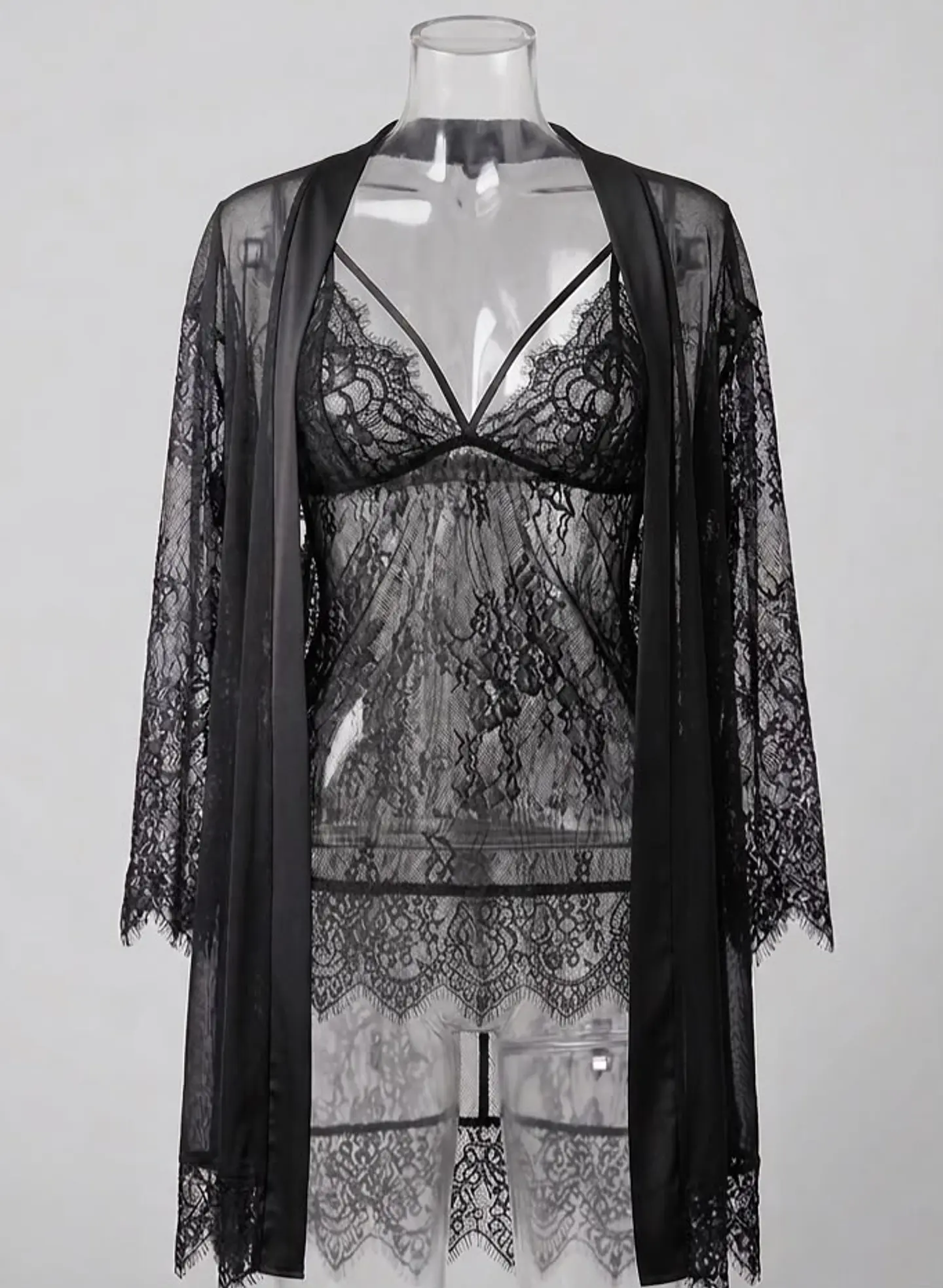 Baby doll negro con bata 1