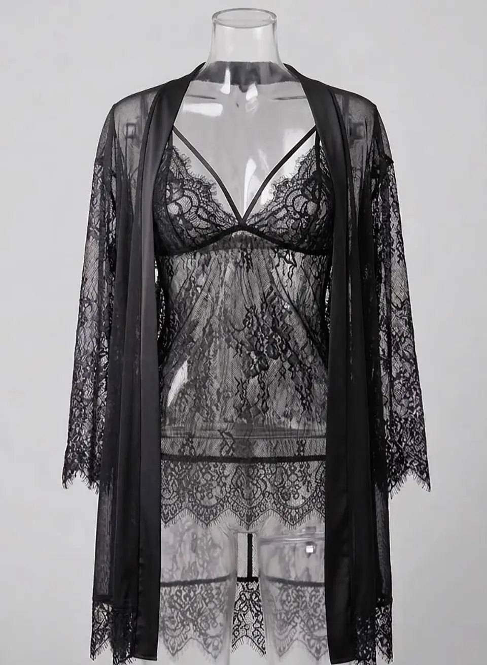 Baby doll negro con bata 1