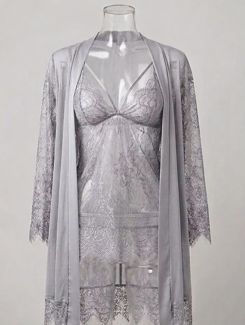 Baby doll gris con bata