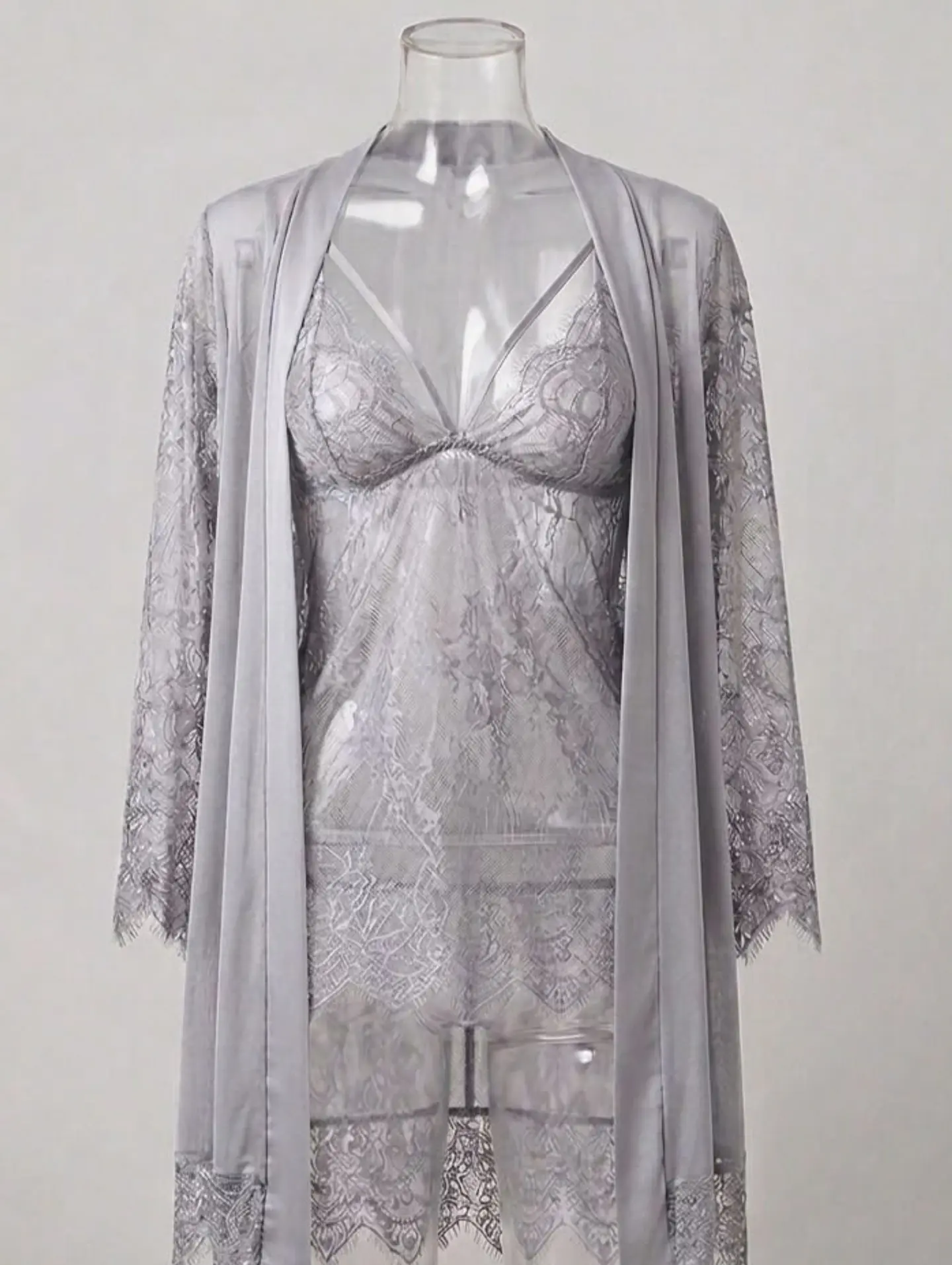 Baby doll gris con bata 1