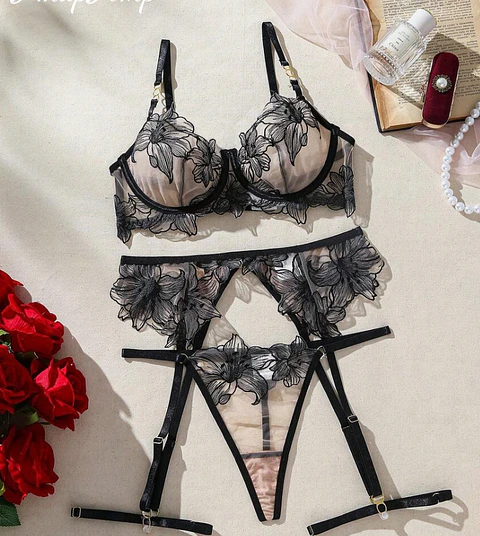 Conjunto portaligas nude