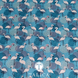 Tecido de Flamingos Azulão