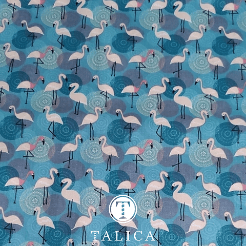 Tecido de Flamingos Azulão