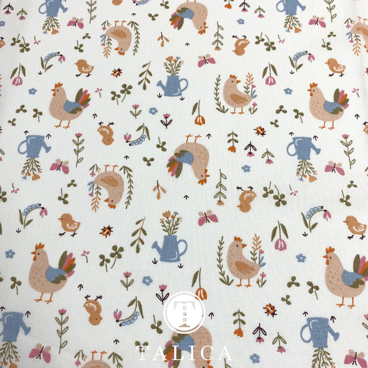 Tecido de Galinhas com Regadores 1