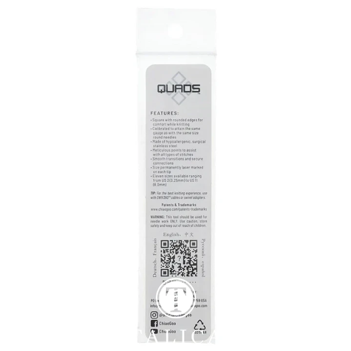 Agulhas Intercambiáveis ChiaoGoo QUADS Lace 13cm 5