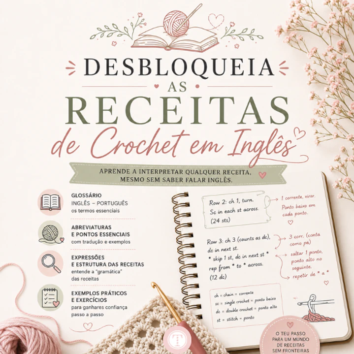 Workshop Desbloqueia as Receitas de Crochet em Inglês  1