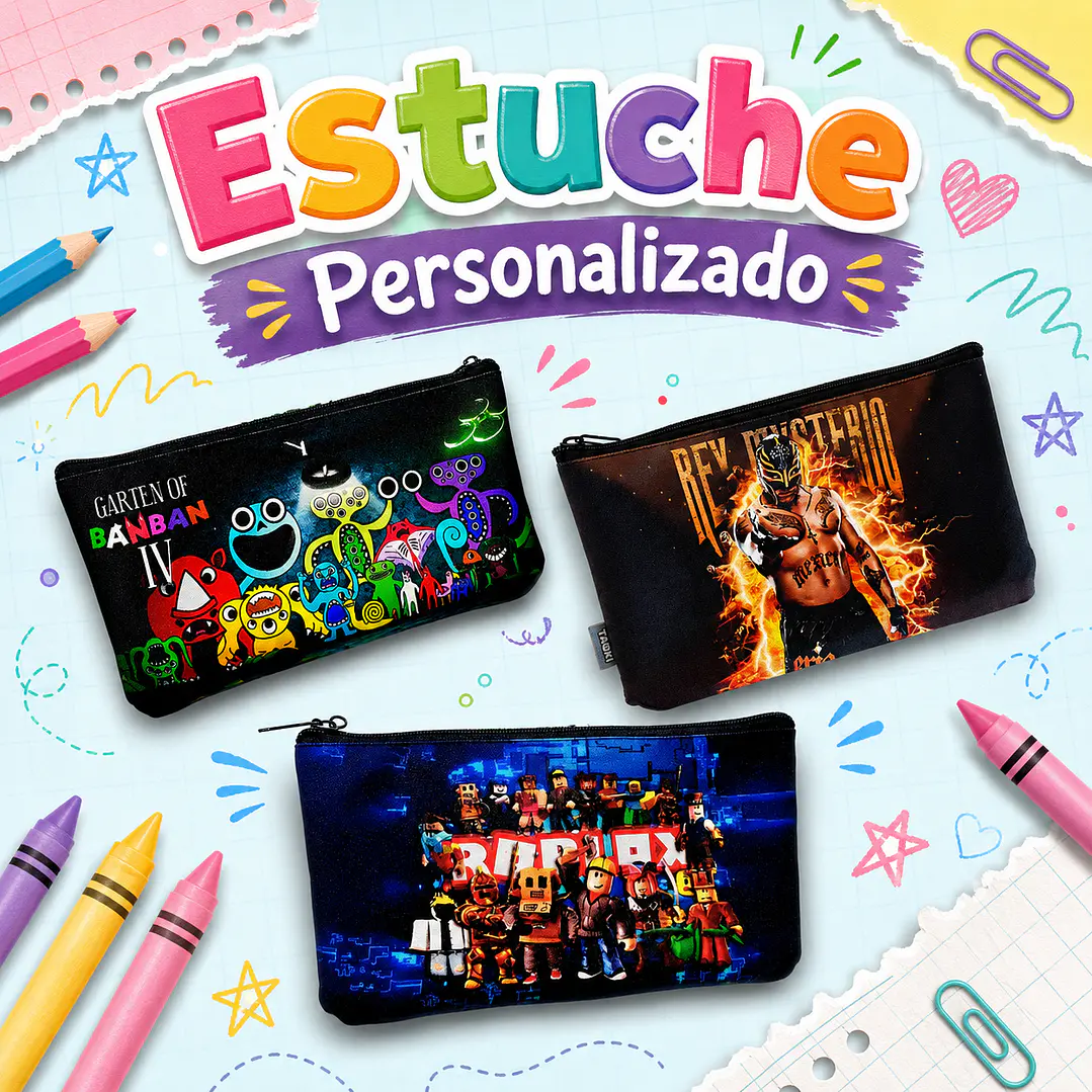 Estuches escolares Personalizados con nombre y curso 1