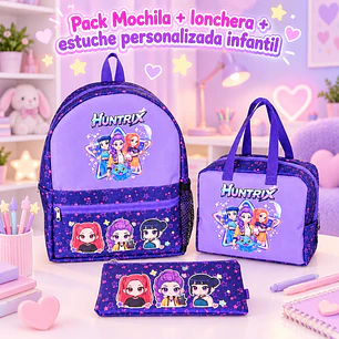 Pack Mochila + Lonchera + Estuche  Personalizado