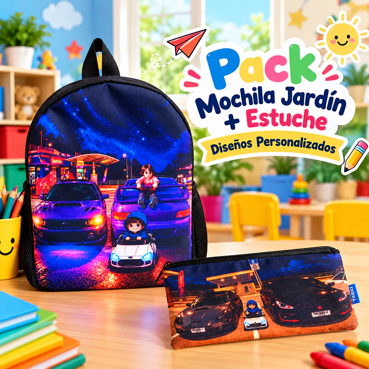 pack Mochila Jardín Personalizada + Estuche Personalizado 1