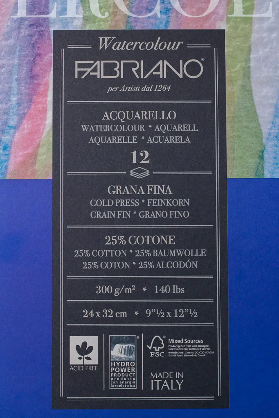 Block Fabriano Watercolour Estudio - Acuarela 24X32 Cm 300 Gr. 12 Hojas 1
