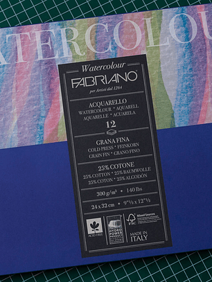 Block Fabriano Watercolour Estudio - Acuarela 24X32 Cm 300 Gr. 12 Hojas