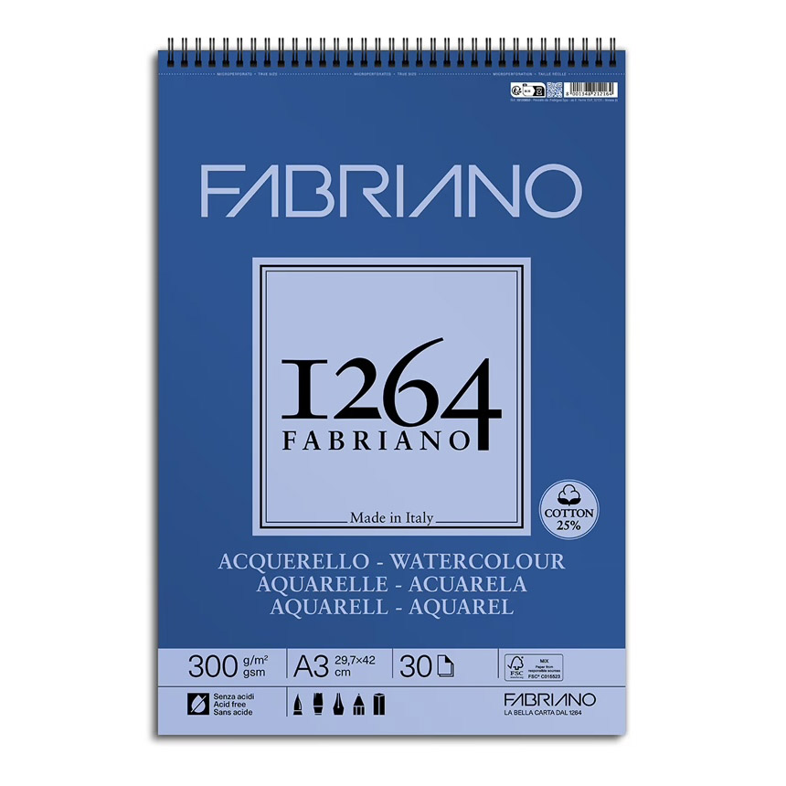 Croquera 1264 Acuarela A4 Fabriano 300 Gr. 30 Hojas