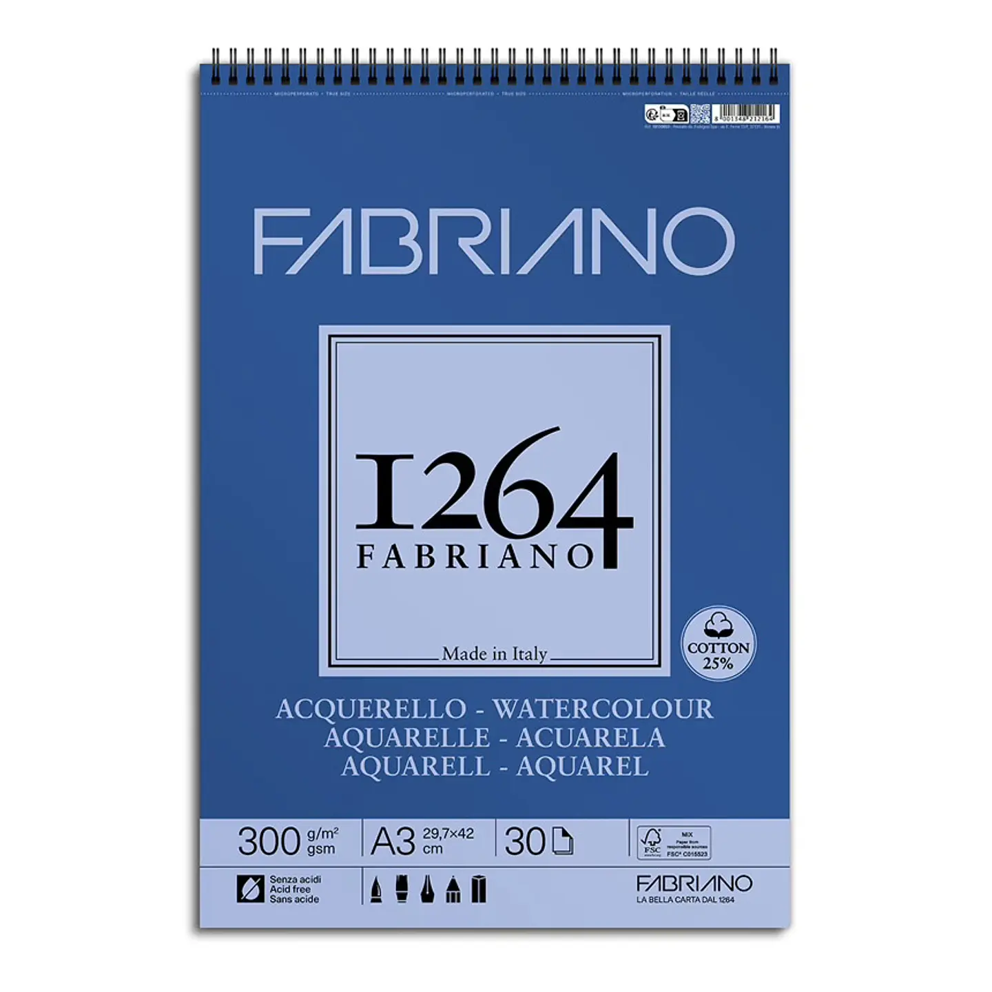 Croquera 1264 Acuarela A4 Fabriano 300 Gr. 30 Hojas 1