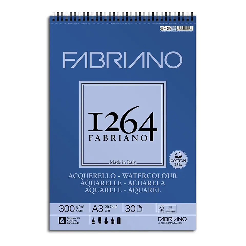 Croquera 1264 Acuarela A4 Fabriano 300 Gr. 30 Hojas 1