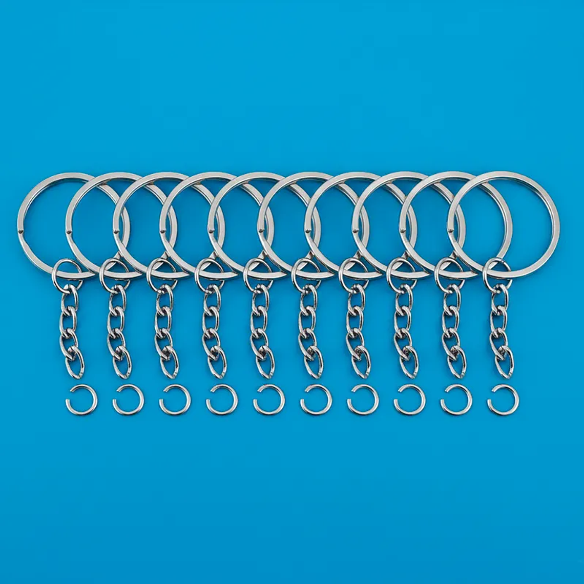 Llavero argolla plana 25mm Níquel con cadena 1