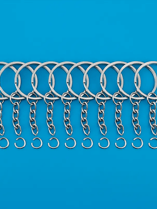 Llavero argolla plana 25mm Níquel con cadena