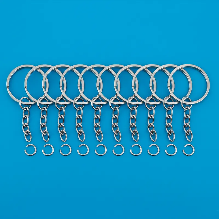 Llavero argolla plana 25mm Níquel con cadena 1