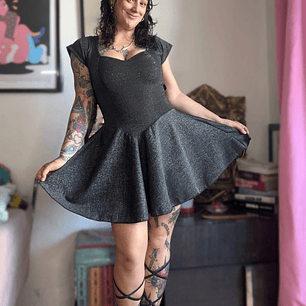 Vestido Corazón negro metalizado