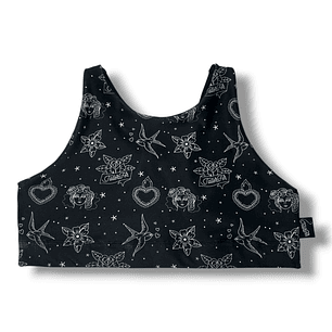 Top Halter Tattoo Negro