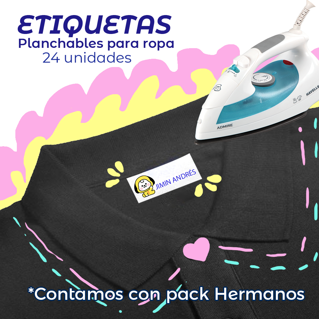 Etiquetas escolares Planchables / Etiquetas para ropa 