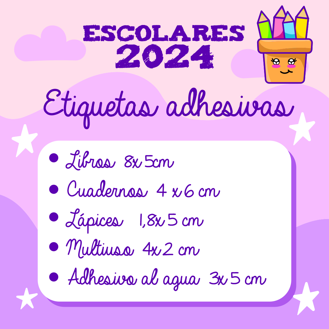 Adhesivos escolares 2026