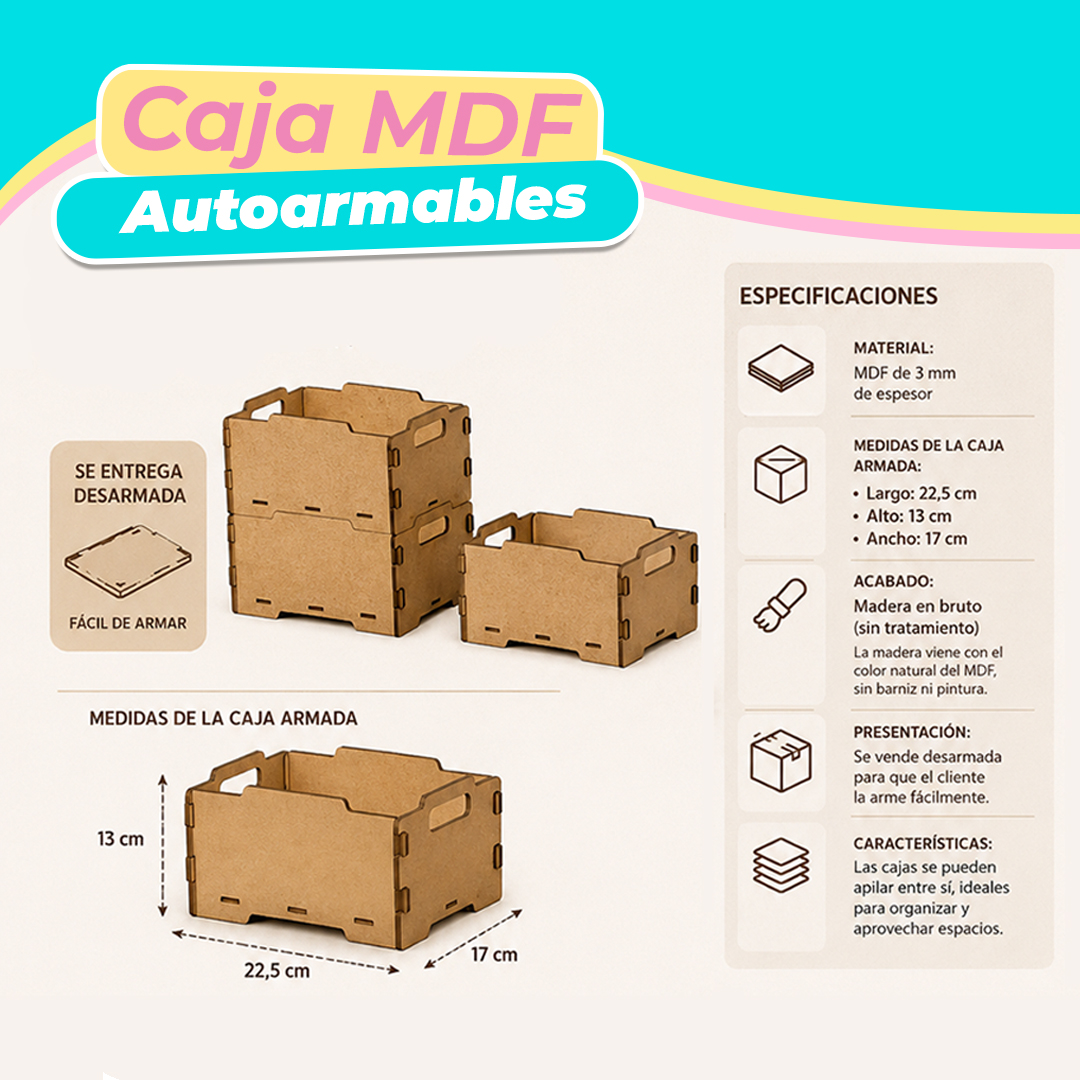 Caja autoarmable mdf