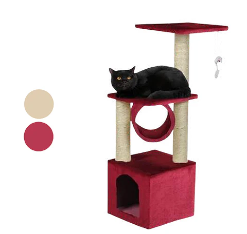 Rascador Tipo Árbol 30*30*92Cm Beige - Rojo