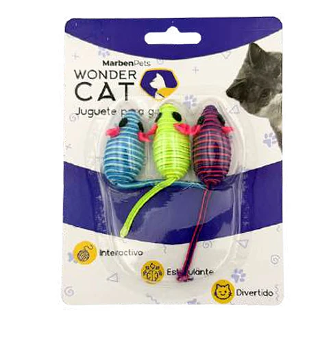 Set 3 Ratones Cuerda Para Gato