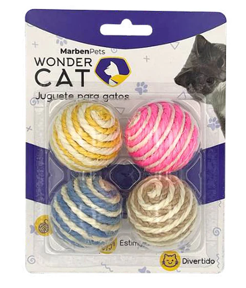Set 4 Pelotas De Cuerda Para Gato
