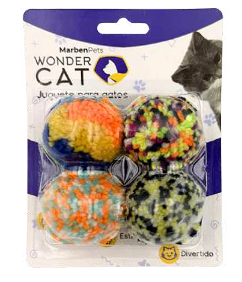 Set 4 Pelotas De Lana Para Gato