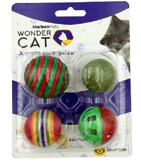 Set 4 Pelotas Surtidas Para Gato