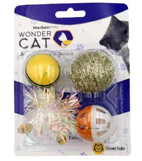 Set 4 Pelotas Surtida Brillo Para Gato
