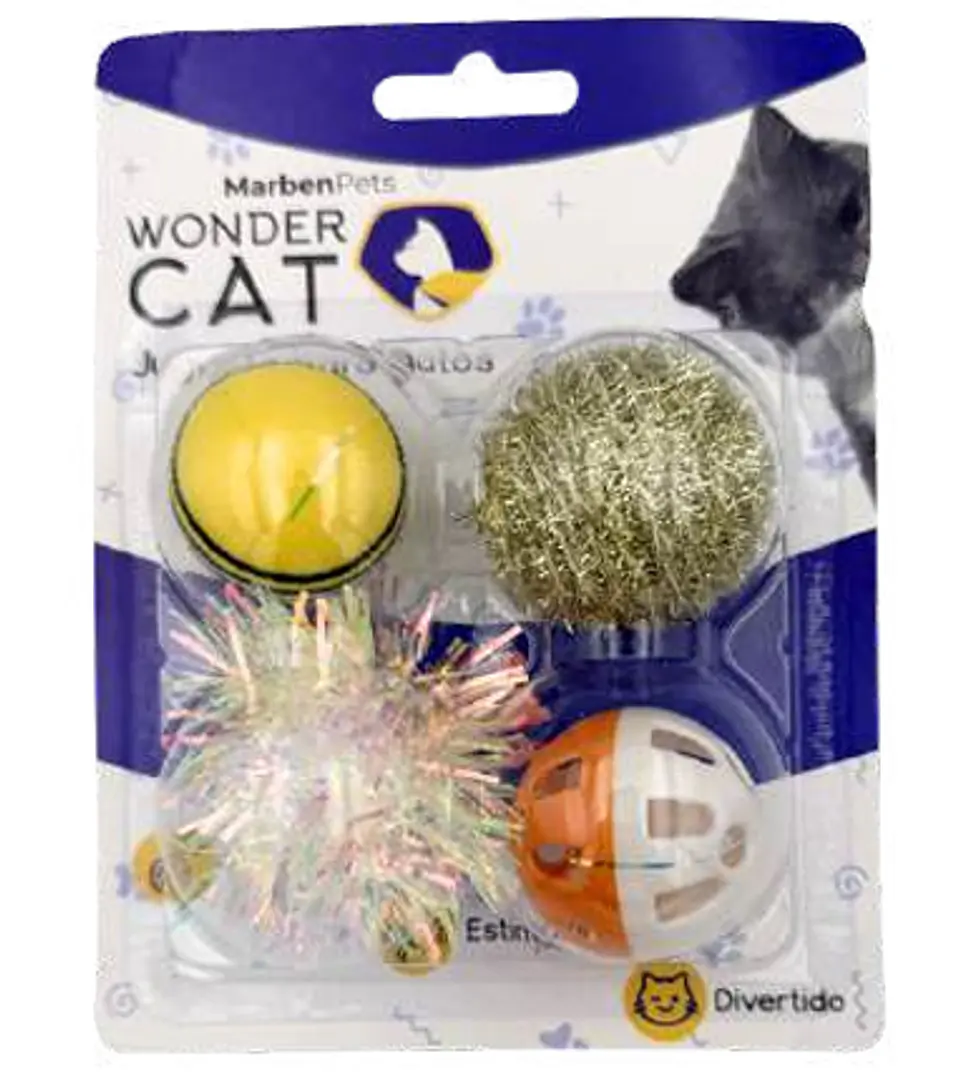 Set 4 Pelotas Surtida Brillo Para Gato 1