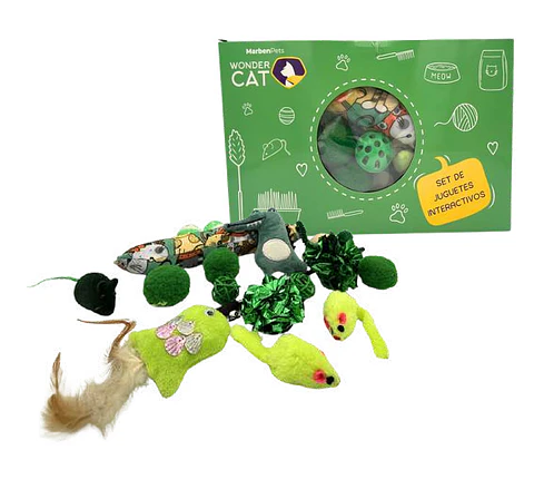 Kit Juguetes Verdes Para Gato