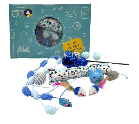 Kit Juguetes Azul Para Gato
