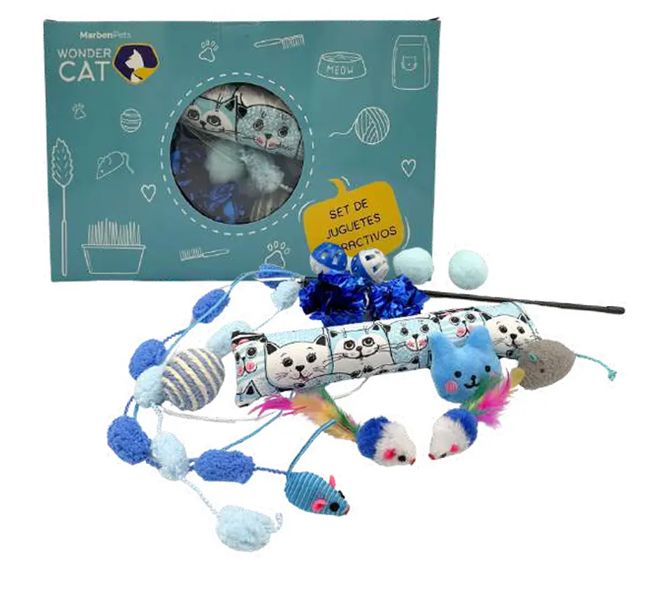 Kit Juguetes Azul Para Gato 1