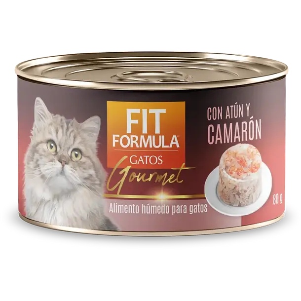 Lata Fit Gato Gourmet Atun Camarón 80 Gr 1