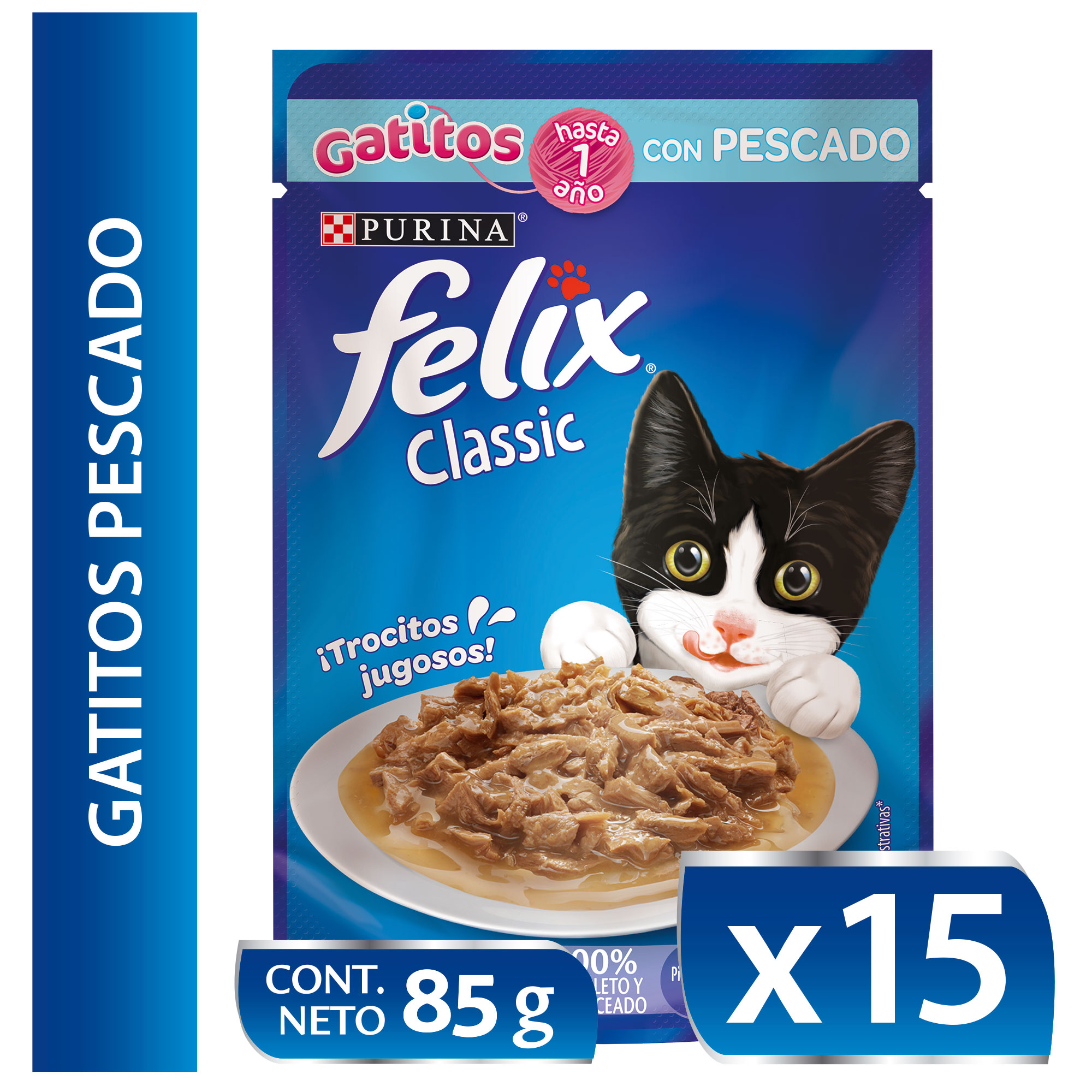 Sachet Felix Gatito Pescado Blanco 85g 1