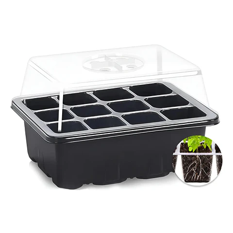 Almaciguera con bandeja de riego y cúpula para cultivo de semillas con 12 Celdas