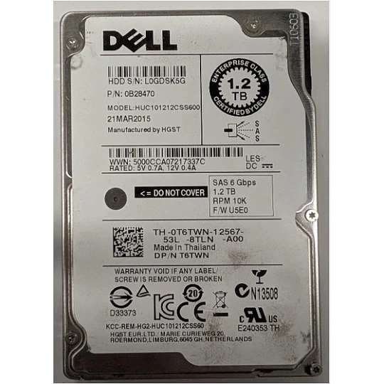 Dell 1.2TB SAS 10K 6Gbps DP/N: T6TWN